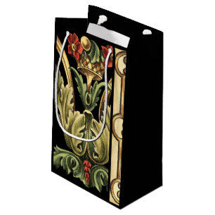 Ornamental Floral Design with Black Borders Small Gift Bag