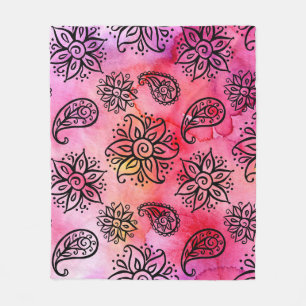 Ornamental Floral: Ethnic Seamless Fleece Blanket