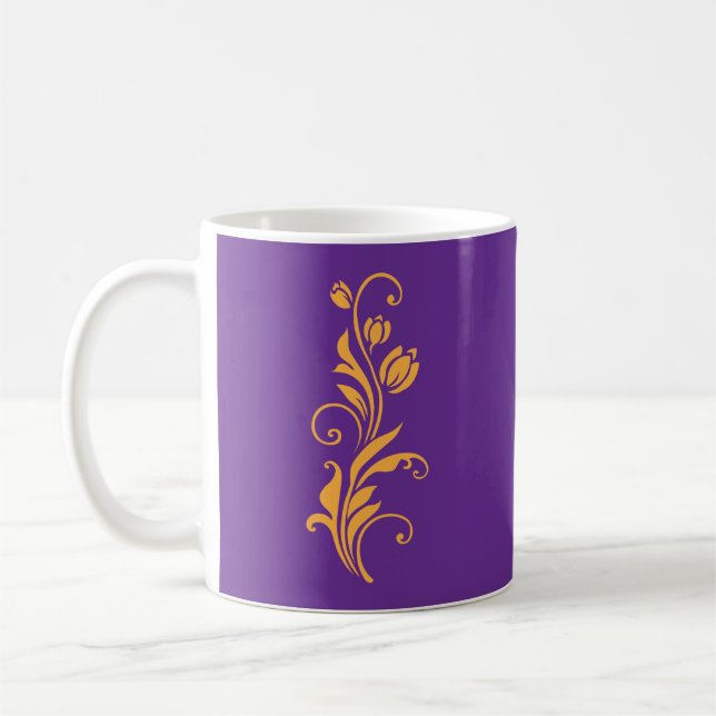 Ornamental Floral Flower Design  Coffee Mug (Left)