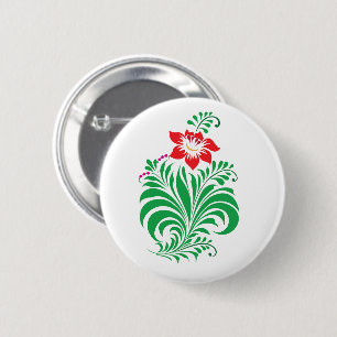Ornamental Floral Flower Design – Elegant 6 Cm Round Badge