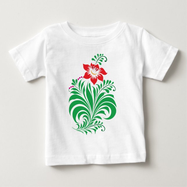 Ornamental Floral Flower Design – Elegant Baby T-Shirt (Front)