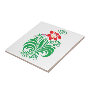 Ornamental Floral Flower Design – Elegant Ceramic Tile