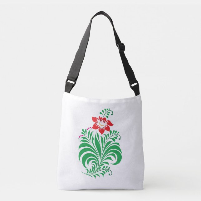 Ornamental Floral Flower Design – Elegant Crossbody Bag (Front)