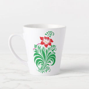 Ornamental Floral Flower Design – Elegant Latte Mug