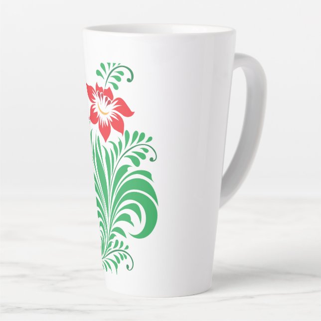 Ornamental Floral Flower Design – Elegant Latte Mug (Right Angle)