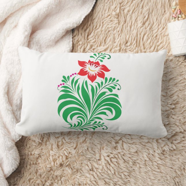 Ornamental Floral Flower Design – Elegant Lumbar Cushion (Blanket)