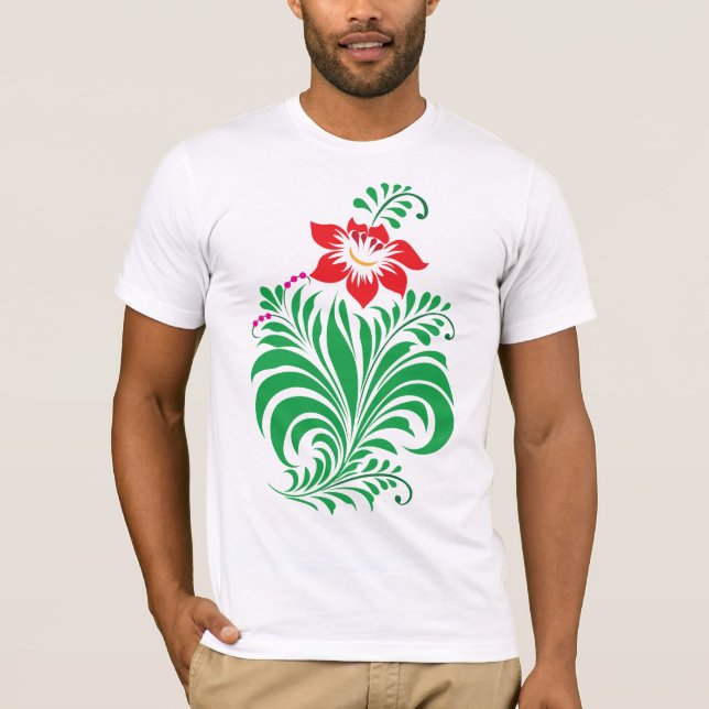 Ornamental Floral Flower Design – Elegant T-Shirt (Front)