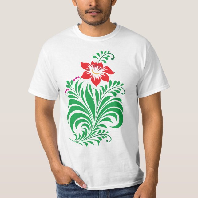 Ornamental Floral Flower Design – Elegant T-Shirt (Front)
