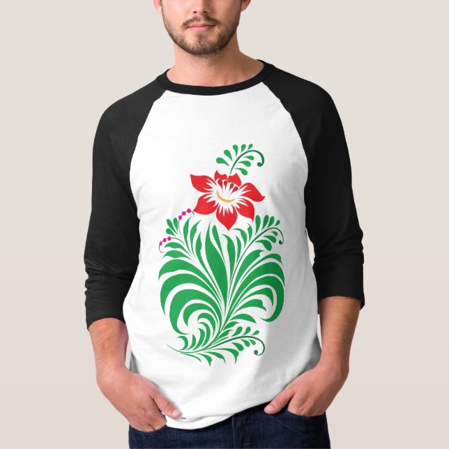 Ornamental Floral Flower Design – Elegant T-Shirt (Front)