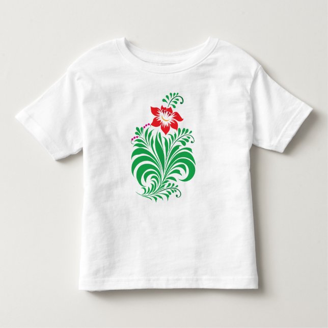 Ornamental Floral Flower Design – Elegant Toddler T-Shirt (Front)