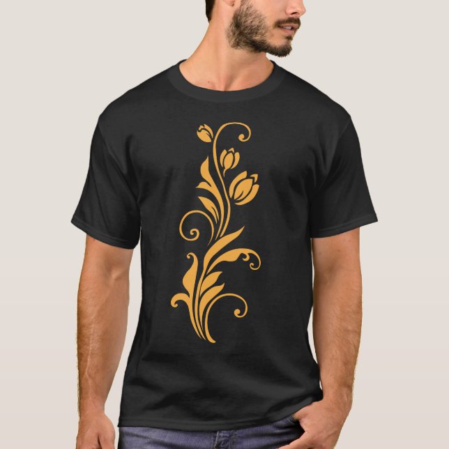 Ornamental Floral Flower Design T-Shirt (Front)