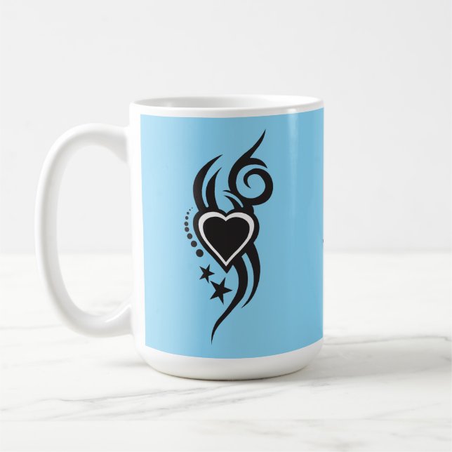 Ornamental Floral Heart Tattoo  Coffee Mug (Left)