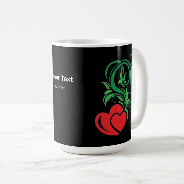 Ornamental Floral Heart Tattoo  Coffee Mug (Front Right)