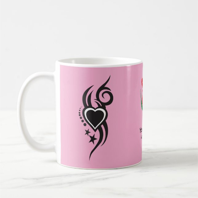 Ornamental Floral Heart Tattoo  Coffee Mug (Left)