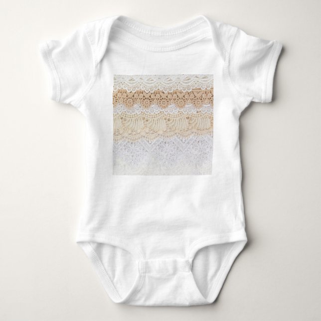 Ornamental Floral Lace: Elegant Collection Baby Bodysuit (Front)