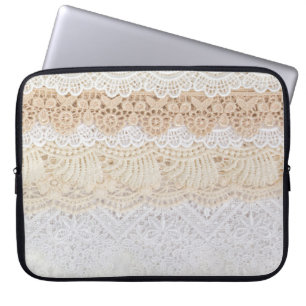 Ornamental Floral Lace: Elegant Collection Laptop Sleeve
