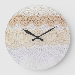 Ornamental Floral Lace: Elegant Collection Large Clock