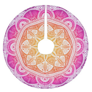 Ornamental floral mandala: colourful vintage. brushed polyester tree skirt