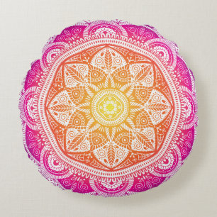 Ornamental floral mandala: colourful vintage. round cushion