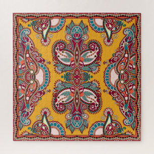 Ornamental Floral Paisley: Traditional Bandanna Jigsaw Puzzle