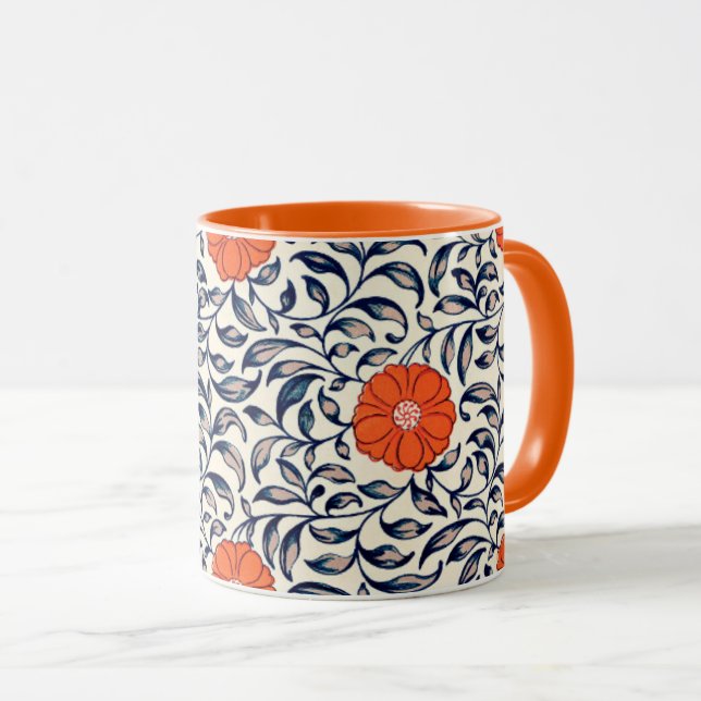 Ornamental Floral Pattern Mug (Front Right)