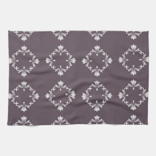 Ornamental Flourish Tile Deep Purple Tea Towel