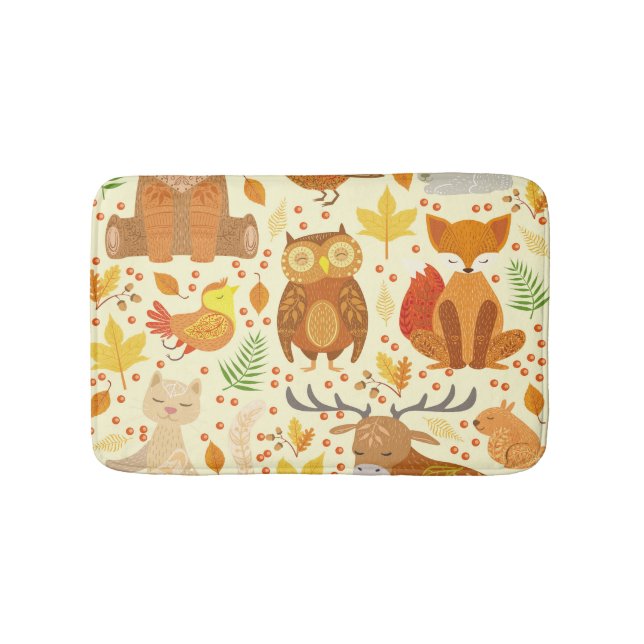 Ornamental forest animals illustration. bath mat (Front)