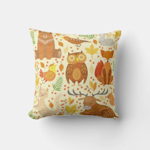 Ornamental forest animals illustration. cushion