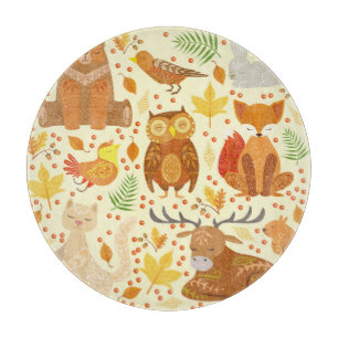Ornamental forest animals illustration. cutting board