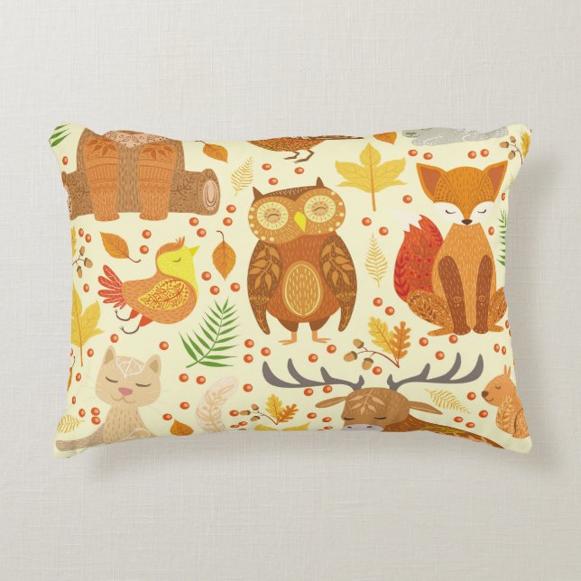 Ornamental forest animals illustration. decorative cushion (Front)
