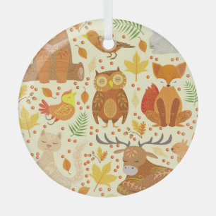 Ornamental forest animals illustration. glass tree decoration