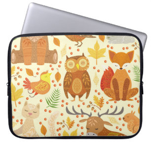 Ornamental forest animals illustration. laptop sleeve