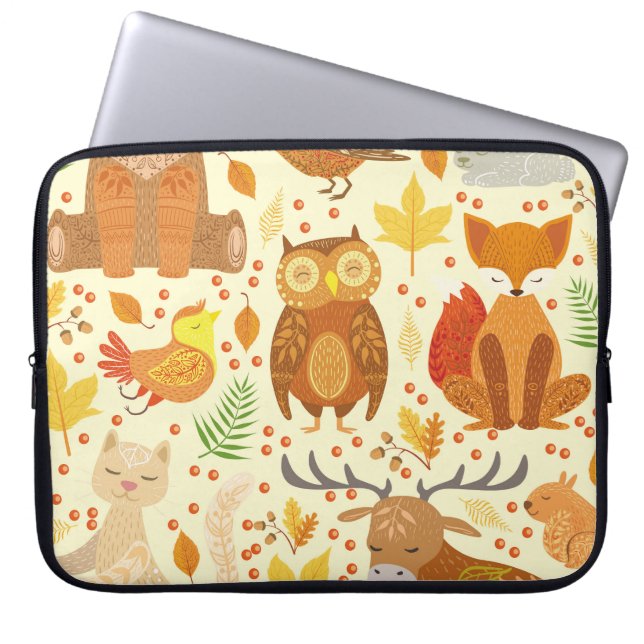 Ornamental forest animals illustration. laptop sleeve (Front)