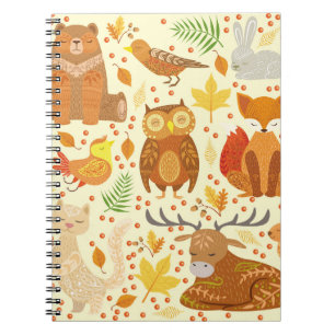 Ornamental forest animals illustration. notebook