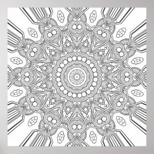 Ornamental Geometric Mandala with Faceted Layers Poster