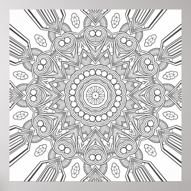 Ornamental Geometric Mandala with Faceted Layers Poster (Front)