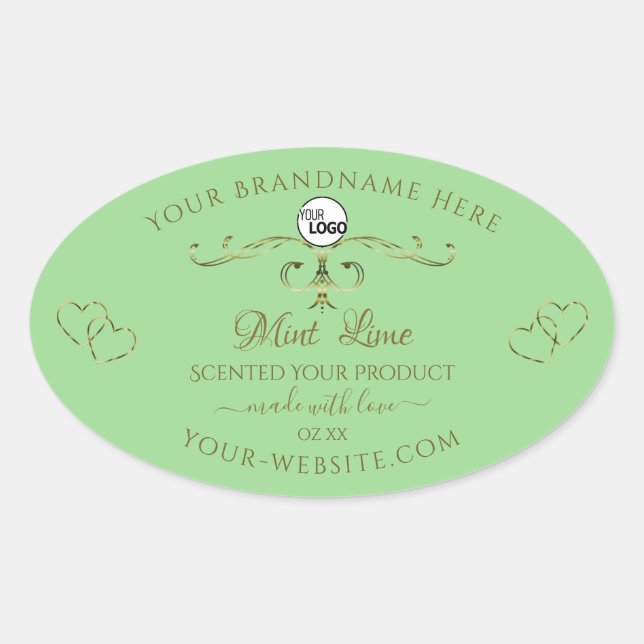 Ornamental Gold Hearts Sage Product Label Add Logo (Front)