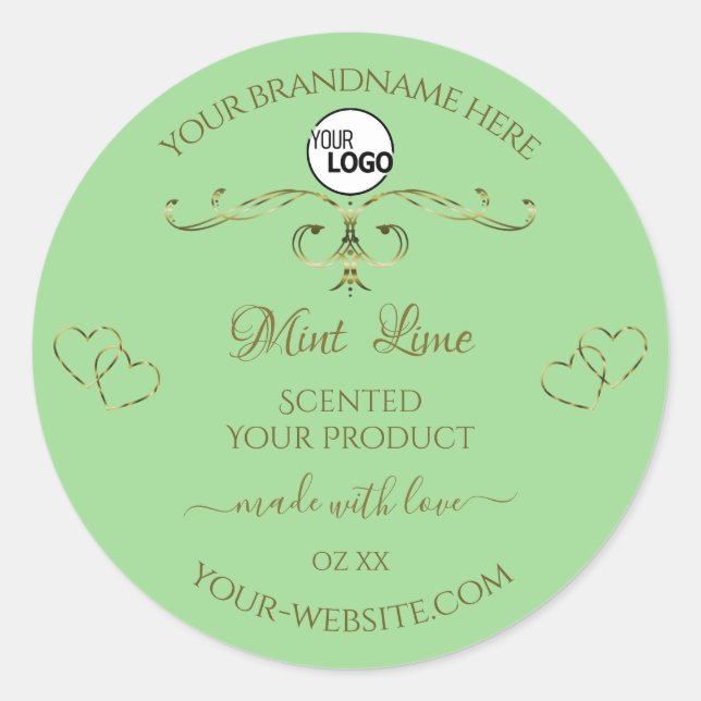 Ornamental Gold Hearts Sage Product Label Add Logo (Front)