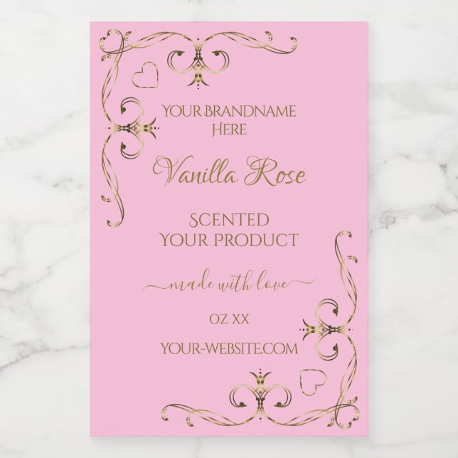 Ornamental Gold Light Baby Pink Product Labels (Single Label)