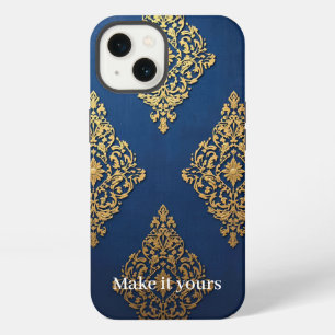 Ornamental Gold on Blue Phone Case – Add a Name fo