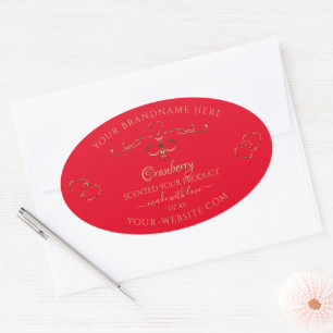 Ornamental Gold Ornate Hearts Red Product Labels