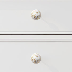 Ornamental Gold White Filigree Swirl Orb Ceramic Knob