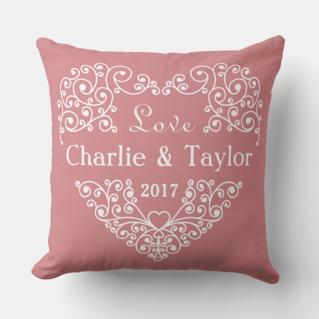 Ornamental Heart custom text pillows (Front)