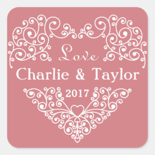 Ornamental Heart custom text stickers
