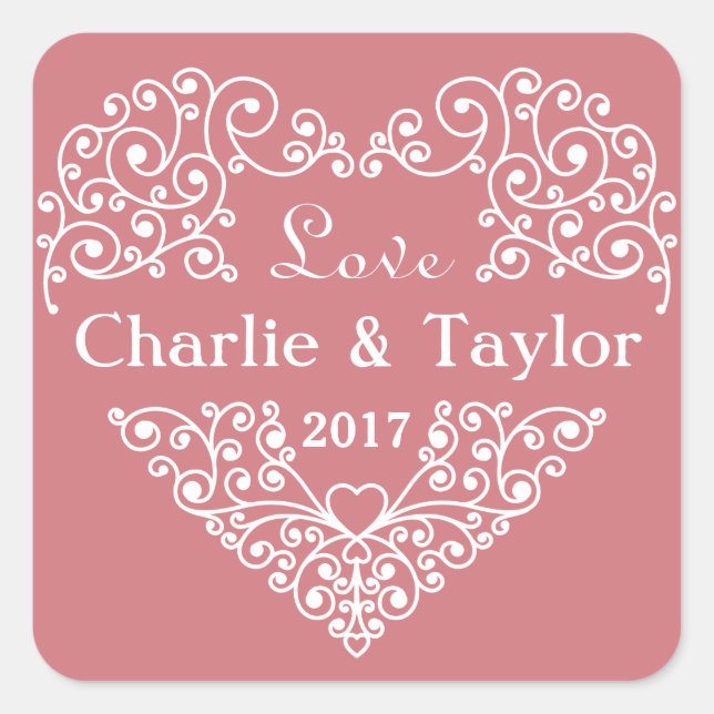 Ornamental Heart custom text stickers (Front)