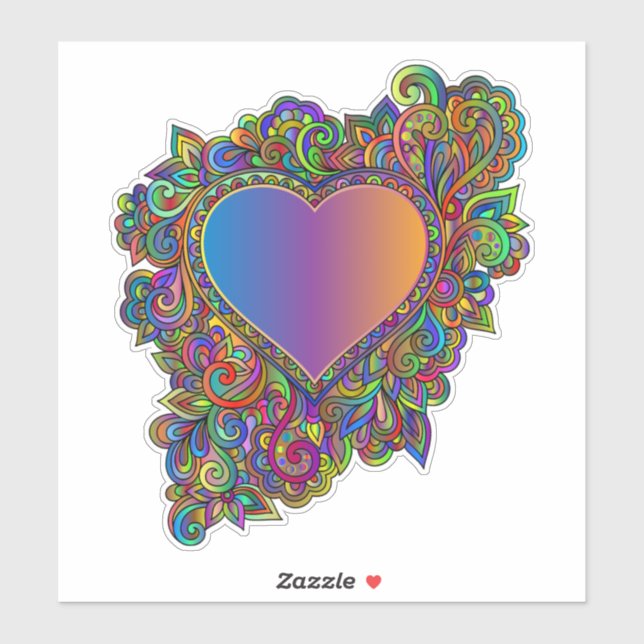 Ornamental Heart Floral Abstract Sticker Decal  (Sheet)