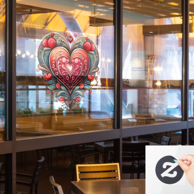 Ornamental Heart Window Cling (Restaurant Window)