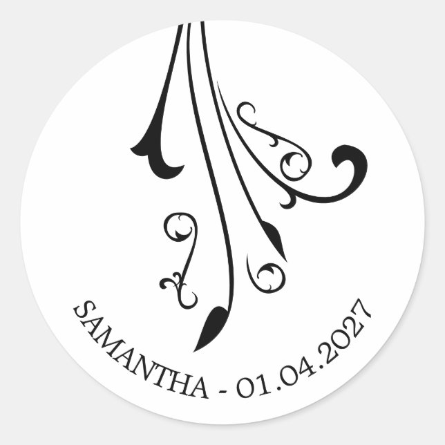 Ornamental Horror Black Gothic Classic Round Sticker (Front)