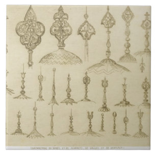 Ornamental knobs shaped as domes and minarets, fro ceramic tile