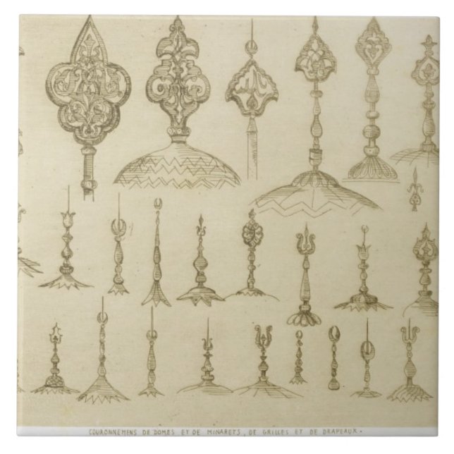 Ornamental knobs shaped as domes and minarets, fro ceramic tile (Front)